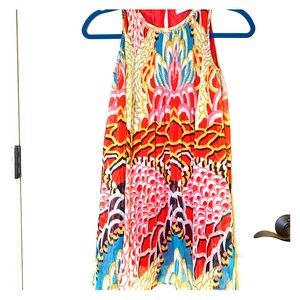 One Red Fly patterned pleat sleeveless dress